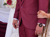 Maroon wedding full coat suit