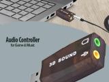 USB 2.0 Sound Card 3D Virtual 5.1 Channel USB Audio Adapter for Desktop Laptop Notebook Computer